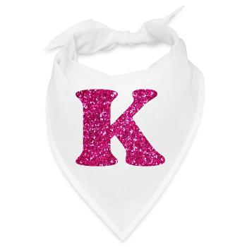 Buchstabe k rosa Glitzer - Bandana - Weiß - Vorne