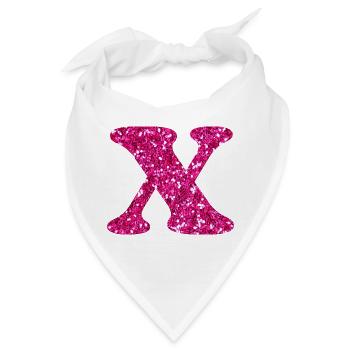 Glitzer Pink x Buchstabe x - Bandana - Weiß - Vorne