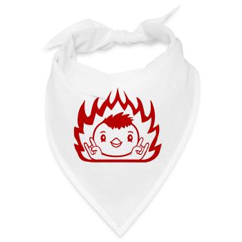 Heavy Metal Ente Vogel Küken Feuer Rock Handgeste - Bandana - Weiß - Vorne