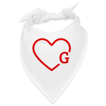 Buchstabe G Rotes Herz - Bandana - Weiß - Vorne