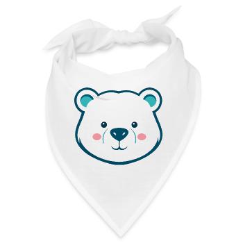 Niedlicher Cartoon Teddybär - Blau-Weißes Design - Bandana - Weiß - Vorne