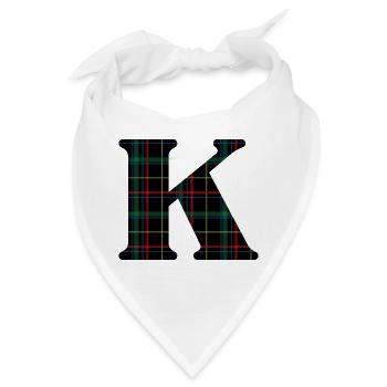 Monogramm k schottischer Tartan - Bandana - Weiß - Vorne