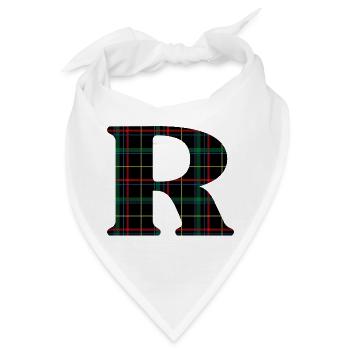 Monogramm r Schottischer Tartan - Bandana - Weiß - Vorne