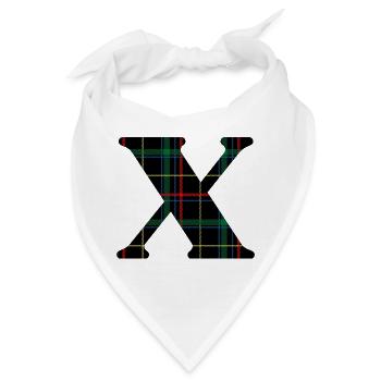 Monogramm x Schottischer Tartan - Bandana - Weiß - Vorne