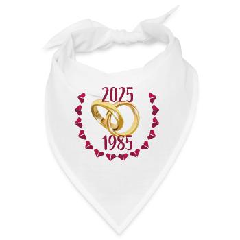 RUBIN Hochzeit 40 Jahre Hochzeitsjubiläum - Bandana - Weiß - Vorne