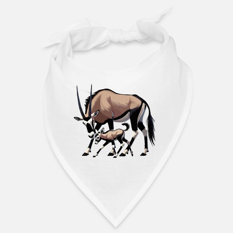 Oryx antelope with young Bandana