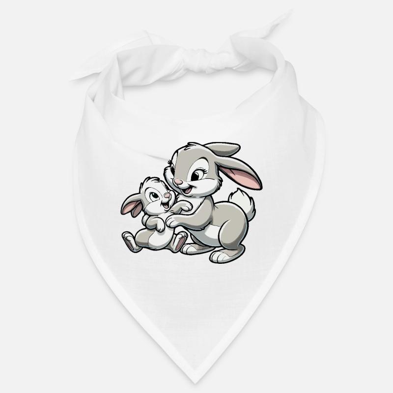 Mère lapin avec enfant gambadant gris Bandana
