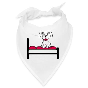 Hund Auf Bett Entspannt Schlafen Schlafzimmer Süß - Bandana - Weiß - Vorne