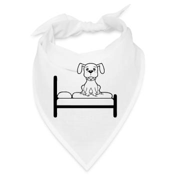 Hund Auf Bett Entspannt Schlafen Schlafzimmer Süß - Bandana - Weiß - Vorne