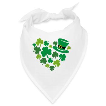 Herzförmiges Kleeblatt zum St. Patrick Tag - Bandana - Weiß - Vorne