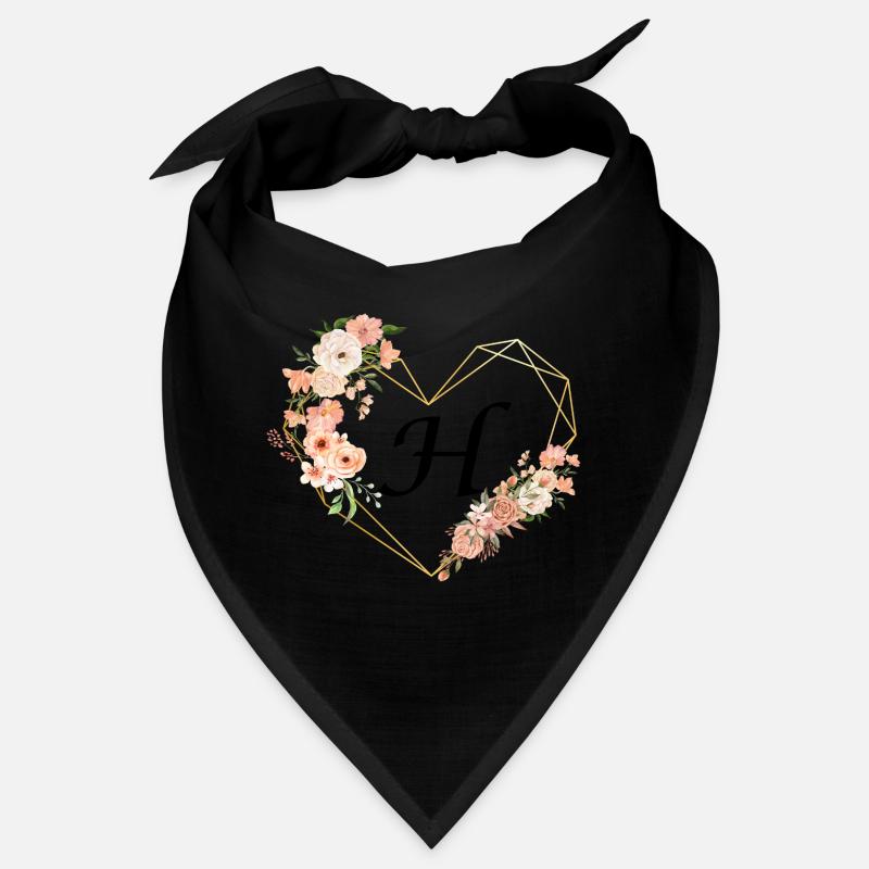 Buchstabe h florales goldenes Herz Bandana