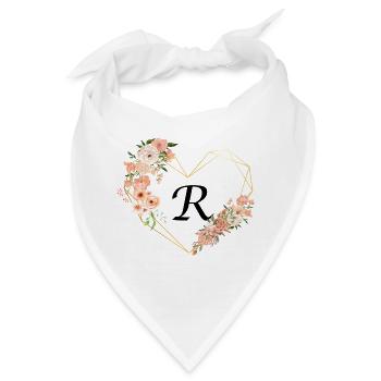 Blumiger goldener Herzbuchstabe - Bandana - Weiß - Vorne