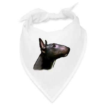 Bullterrier Kopf im Profil Comicstyle - Bandana - Weiß - Vorne