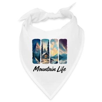 Berglandschaft mit See und Waldhütte - Bandana - Weiß - Vorne