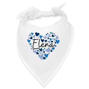 Elena Namensmotiv mit herzförmigen blauen Herzen - Bandana - Weiß - Vorne
