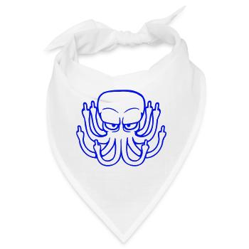 Oktopus Mittelfinger Beleidigung Fuck You Off böse - Bandana - Weiß - Vorne