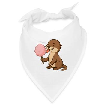 Niedliches Otter mit Zuckerwatte - Bandana - Weiß - Vorne