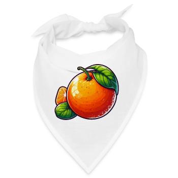Illustration einer Mandarine mit grünen Blättern - Bandana - Weiß - Vorne