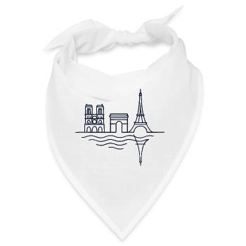 Pariser Linien: Eiffelturm und Arc de Triomphe - Bandana - Weiß - Vorne
