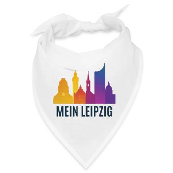 Leipzig Farbverlauf Skyline - Bandana - Weiß - Vorne