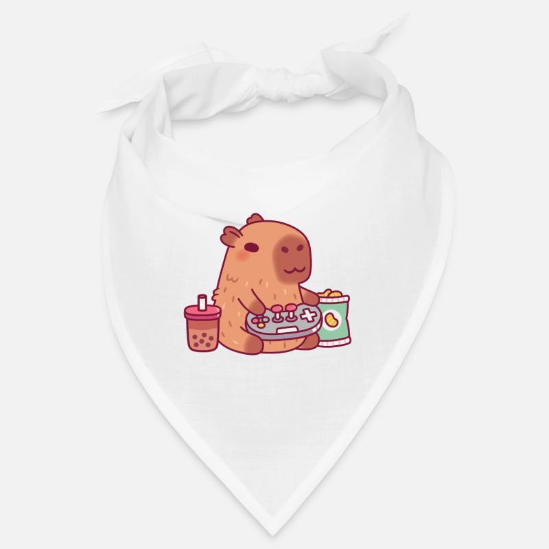 Süßes Capybara spielt Videospiele mit Boba Tea - Bandana - Weiß