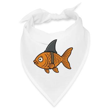Cartoon Goldfisch Fisch Haifischflosse Fake Hai - Bandana - Weiß - Vorne