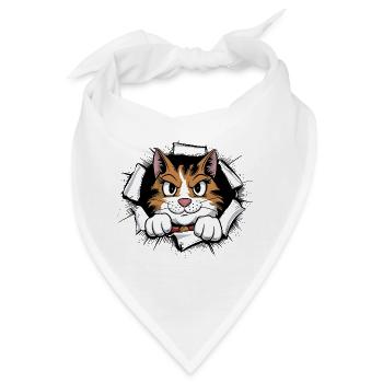 Grimmiger Kater durch den Riss - Bandana - Weiß - Vorne