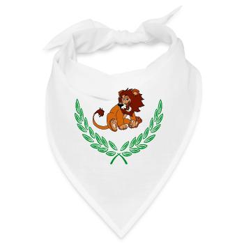 Löwe im grünen Lorbeerkranz – Herzlichen Glückwunsch - Bandana - Weiß - Vorne