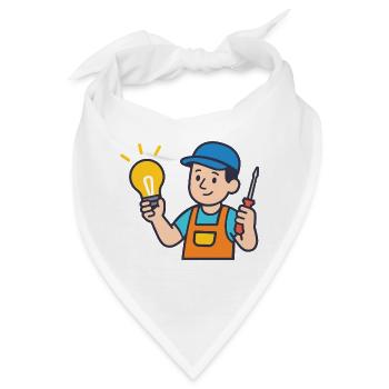 Handwerker mit Glühbirne und Schraubendreher - Bandana - Weiß - Vorne