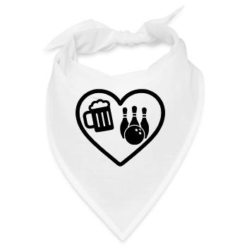 Heart Beer Bowling-Humor - Bandana - Weiß - Vorne