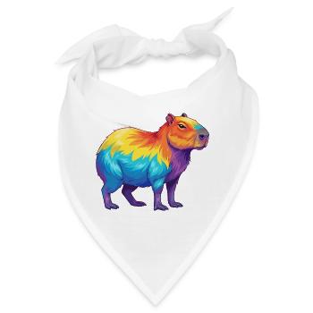 Bunte Capybara-Regenbogen-Pop-Art-Aquarell - Bandana - Weiß - Vorne