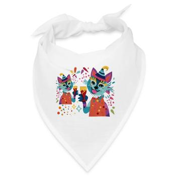 Kuschelige Partykatzen Neonfarben - Bandana - Weiß - Vorne