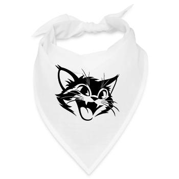 Lachende Katze | Lustiges Katzen T-Shirt - Bandana - Weiß - Vorne