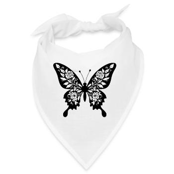 Filigraner Blumenschmetterling - Bandana - Weiß - Vorne