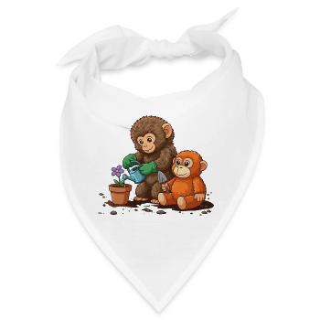 the monkey punch - Affe Gartenarbeit - Bandana - Weiß - Vorne