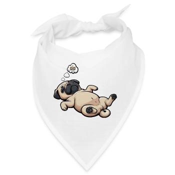 Mops Möpse Mopsbesitzer Mopsliebhaber Mopshalter - Bandana - Weiß - Vorne