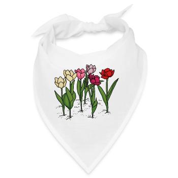 Tulpen im Frühling - Bandana - Weiß - Vorne
