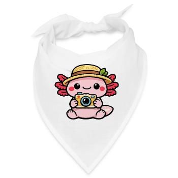 Axolotl Kamera Kawaii Strohhut-Zauber - Bandana - Weiß - Vorne