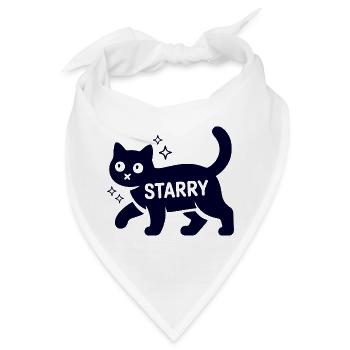 Samtpfote Starry Lustig Monochrom Katze - Bandana - Weiß - Vorne