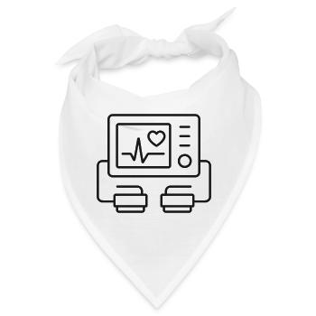 Herzmonitor-Zeilen-Symbol Medizinisches EKG-Gerät AED - Bandana - Weiß - Vorne