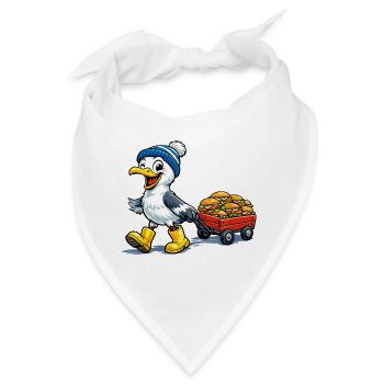 Möwe mit Bollerwagen - Bandana - Weiß - Vorne