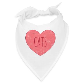 Katzenherz Liebesdesign - Bandana - Weiß - Vorne