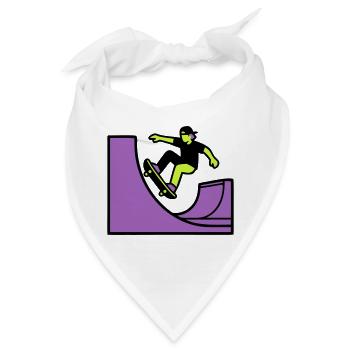Skateboard Halfpipe Grafik - Bandana - Weiß - Vorne