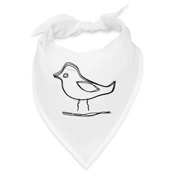 Vogel auf einem Zweig handgezeichnet - Bandana - Weiß - Vorne
