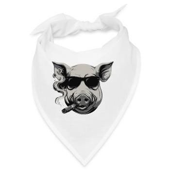 Rauchendes Schwein mit Sonnenbrille - Bandana - Weiß - Vorne