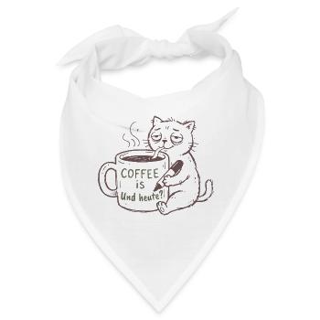 KaffeeKatze: Heute Kaffee - Bandana - Weiß - Vorne