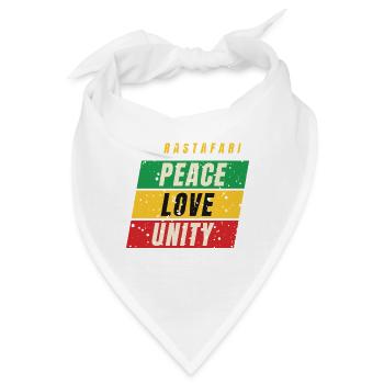 Rastafari Peace Love Unity – Rot Gold Grün - Bandana - Weiß - Vorne