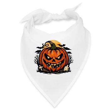 Grimmiger Halloween Kürbis - Bandana - Weiß - Vorne