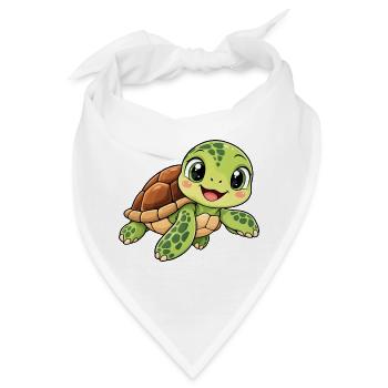 Schildkröte Kawaii Style – Süßes Tiermotiv - Bandana - Weiß - Vorne