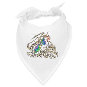 Einhorn Drache Drachenskelett Fabelwesen Fantasy - Bandana - Weiß - Vorne